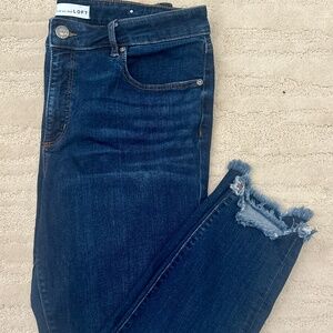 Loft Curvy Skinny Jeans with Raw Hem